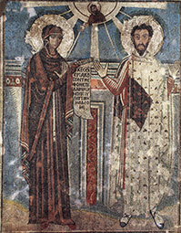 Богородица и Св. Феодор. Мозаика VII в.
