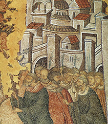 Храм Св. Апостолов. Вход Господень во Иерусалим (фрагмент), XIV в.